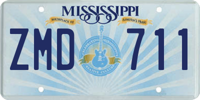 MS license plate ZMD711
