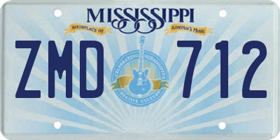 MS license plate ZMD712