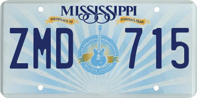 MS license plate ZMD715