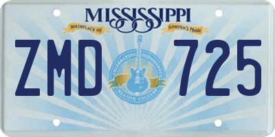 MS license plate ZMD725