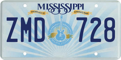 MS license plate ZMD728