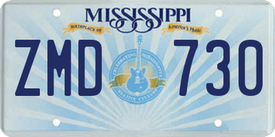 MS license plate ZMD730