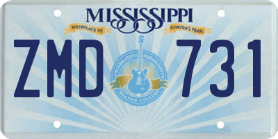 MS license plate ZMD731