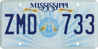 MS license plate ZMD733
