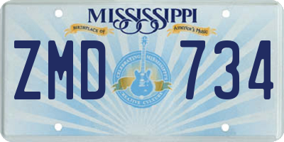 MS license plate ZMD734