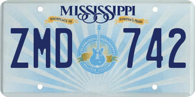 MS license plate ZMD742