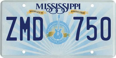 MS license plate ZMD750