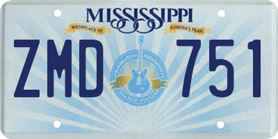 MS license plate ZMD751