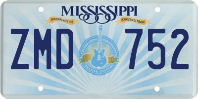 MS license plate ZMD752