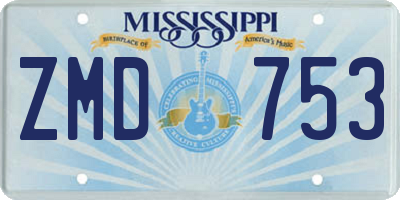 MS license plate ZMD753