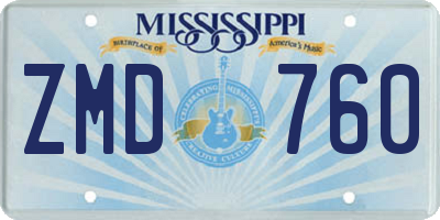 MS license plate ZMD760