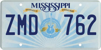 MS license plate ZMD762