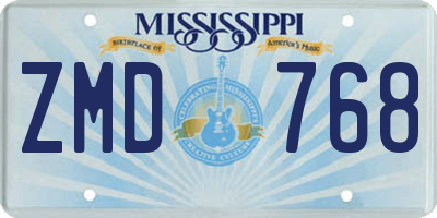 MS license plate ZMD768