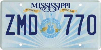 MS license plate ZMD770