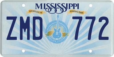 MS license plate ZMD772