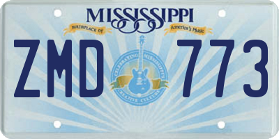 MS license plate ZMD773