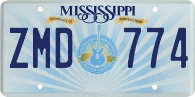 MS license plate ZMD774