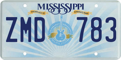 MS license plate ZMD783