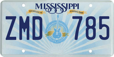 MS license plate ZMD785
