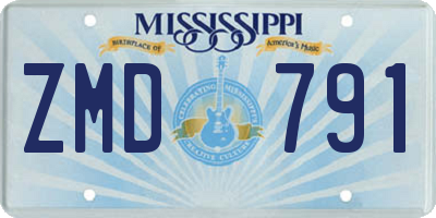 MS license plate ZMD791