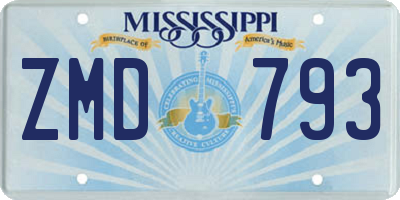 MS license plate ZMD793