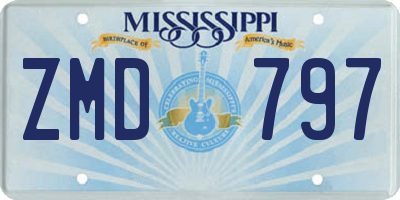 MS license plate ZMD797