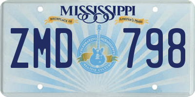 MS license plate ZMD798