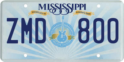 MS license plate ZMD800