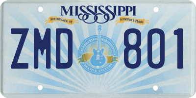 MS license plate ZMD801