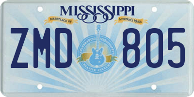 MS license plate ZMD805