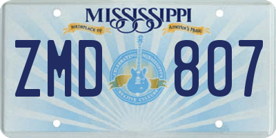 MS license plate ZMD807