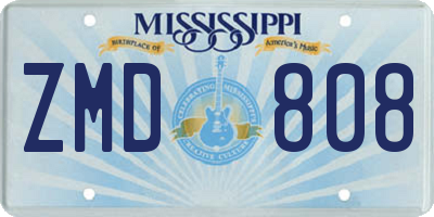 MS license plate ZMD808