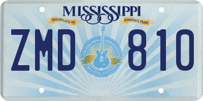 MS license plate ZMD810