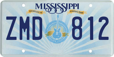 MS license plate ZMD812