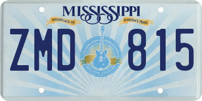 MS license plate ZMD815