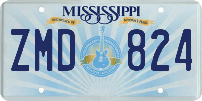 MS license plate ZMD824
