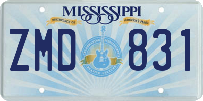 MS license plate ZMD831