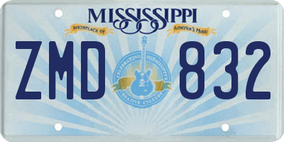MS license plate ZMD832