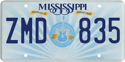 MS license plate ZMD835