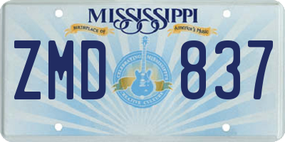 MS license plate ZMD837
