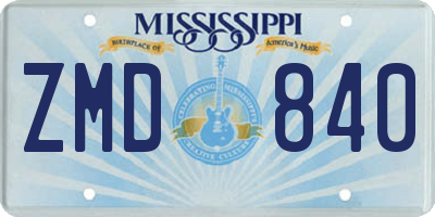 MS license plate ZMD840