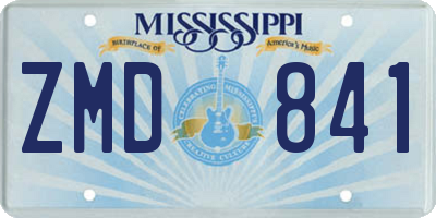 MS license plate ZMD841