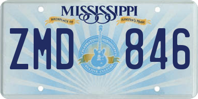 MS license plate ZMD846
