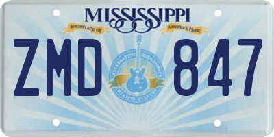 MS license plate ZMD847