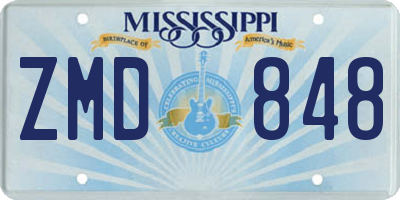 MS license plate ZMD848