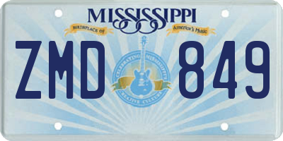 MS license plate ZMD849