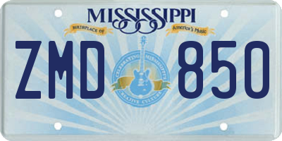 MS license plate ZMD850