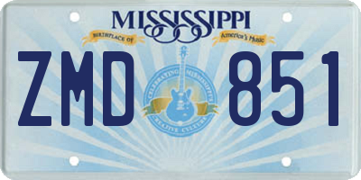 MS license plate ZMD851