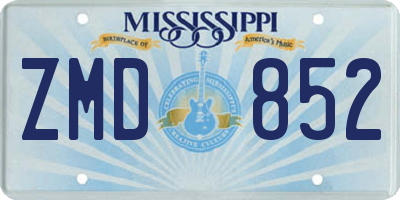 MS license plate ZMD852
