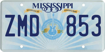 MS license plate ZMD853